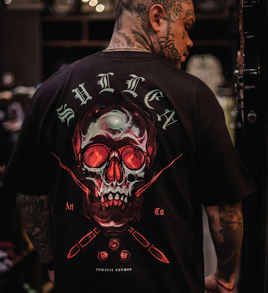 Sullen Glow Skull Tee Black - Dominic Holmes Tattoo Art Shirt