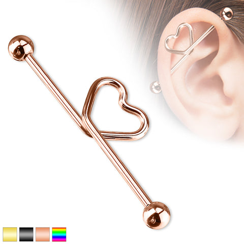 Heart shape in the middle Titanium IP over 316L S.Steel Industrial Barbell