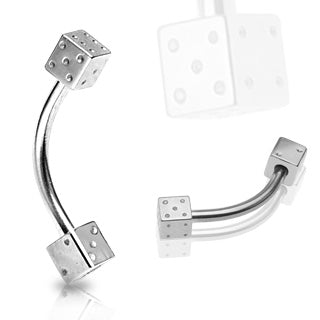 Steel Dice 316L Surgical Steel Eyebrow Curve