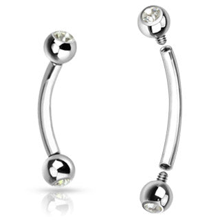 Press Fit Jewel Set Balls Internally Threaded Curve/Eyebrow Barbell