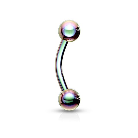 Titanium IP Over 316L Surgical Stainless Steel Curved Barbell