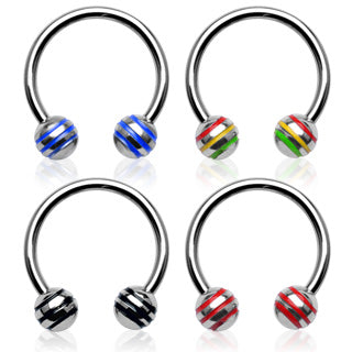 Striped Balls 316L Surgical Steel HorseShoe