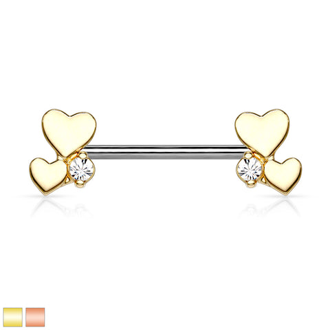 Cluster Hearts 316L Surgical Steel Nipple Barbell