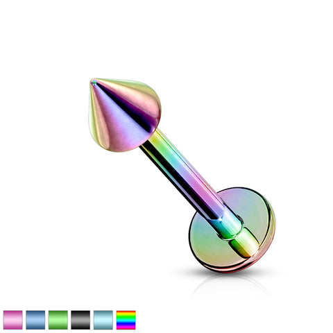 Spike Top Labret Titanium Ion Plated Over 316L Surgical Stainless Steel