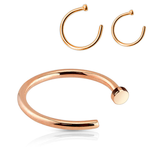 Rose Gold IP Over 316L Surgical Steel Nose Hoop