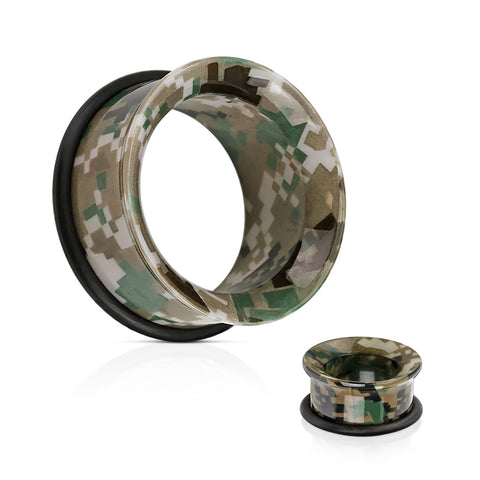 Camouflage Printed Acrylic Single Flared Tunnel with O-Ring