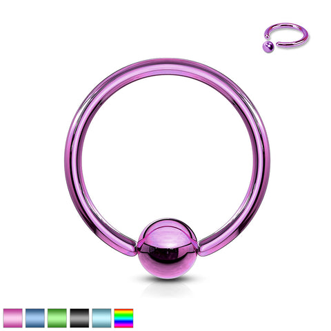Captive Bead Ring Titanium Ion Plated Over 316L Surgical Stainless Steel