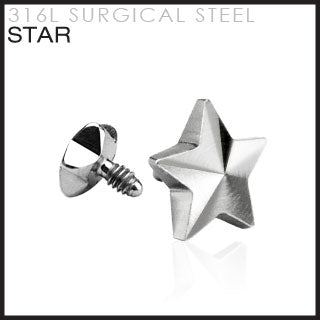 Star for Internally Threaded Dermal Anchors 316L Surgical Steel. Fits into our Dermal Anchors