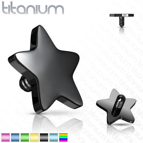 Flat 4mm Star Dermal Top Titanium IP over 316L Surgical Steel Internally Threaded