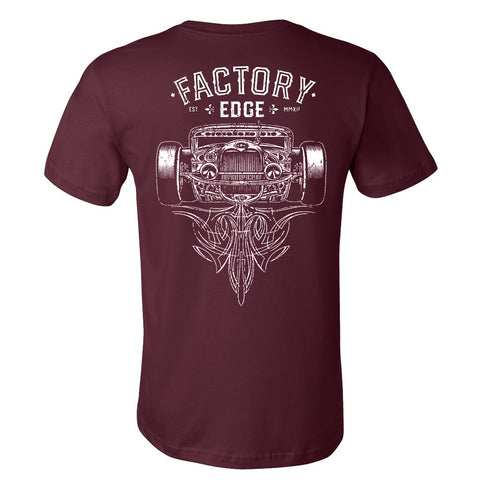 Factory Edge Mens Ratrod T Shirt Maroon