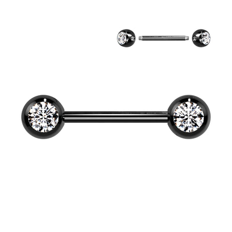 Double CZ Titanium IP Over 316L Stainless Steel Nipple Bar