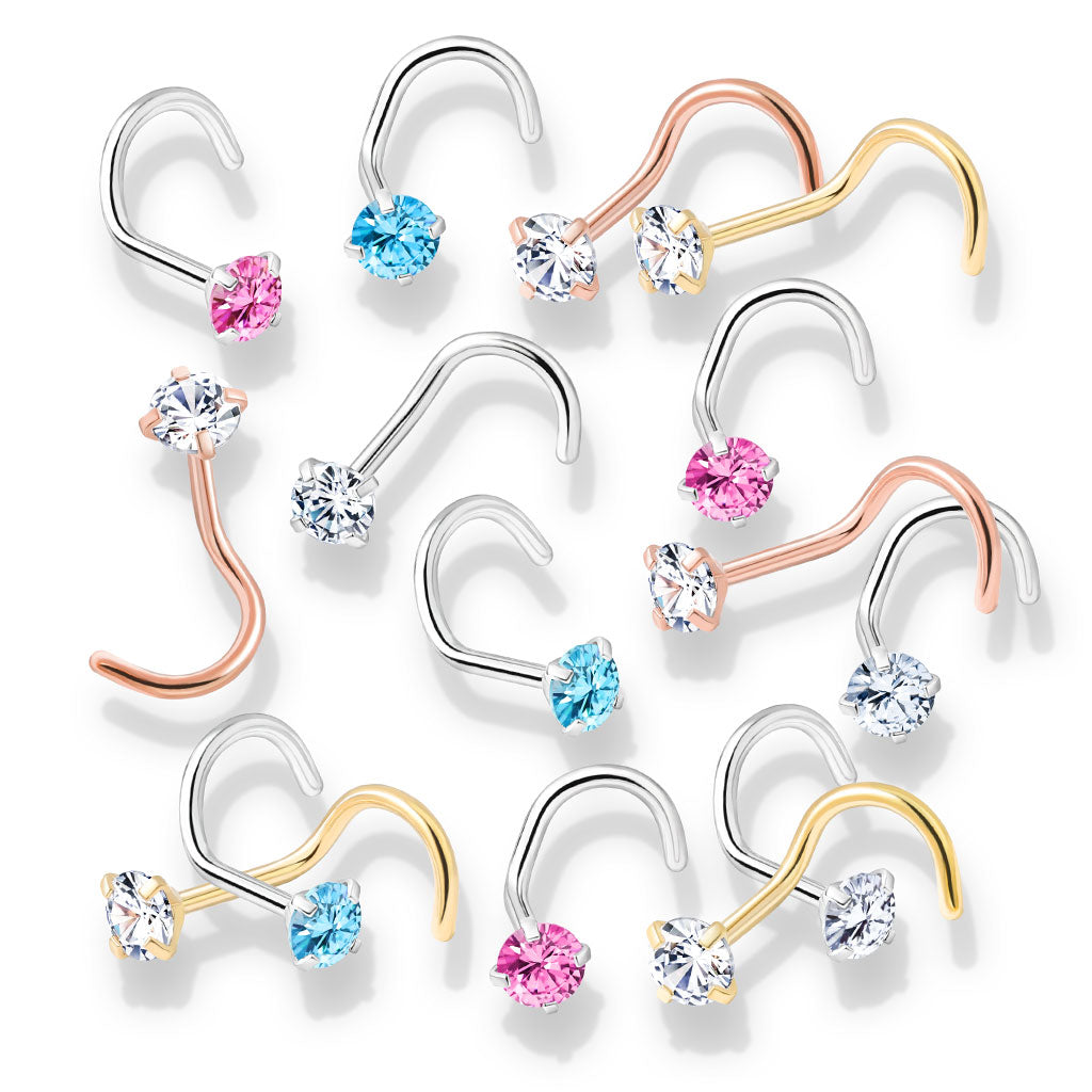 20G 18G 3mm Star Prong Set Nose Screw – 316L Surgical Steel Nose Ring