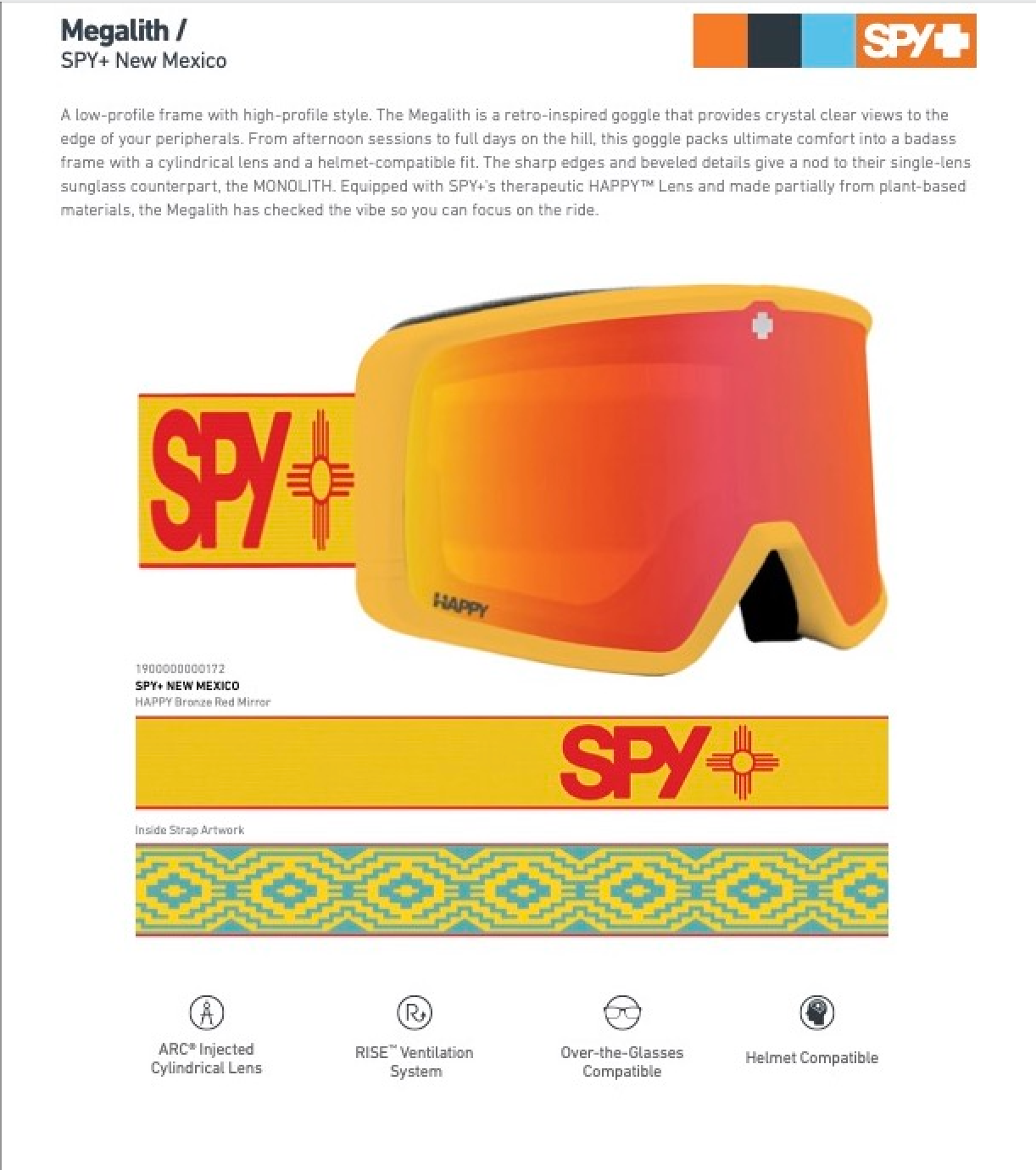 spy+ ski goggles Spy Optic Megalith Goggles New Mexico 2023 Yellow -Bronze with Red Mir