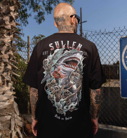 Sullen Shark Battle Tee Black