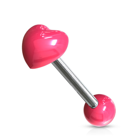 Heart Acrylic Top 316L Surgical Steel 14g Barbell
