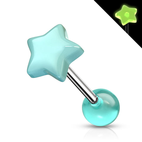 Star Glow in the Dark Top 316L Surgical Steel Barbell