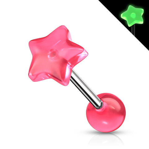 Star Glow in the Dark Top 316L Surgical Steel Barbell