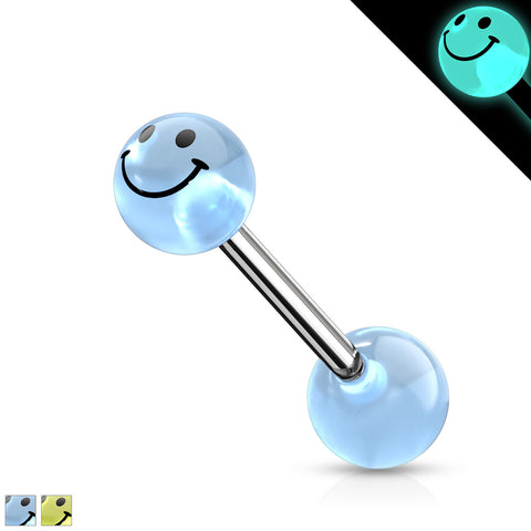 Smile Printed Glow In The Dark Ball Barbell