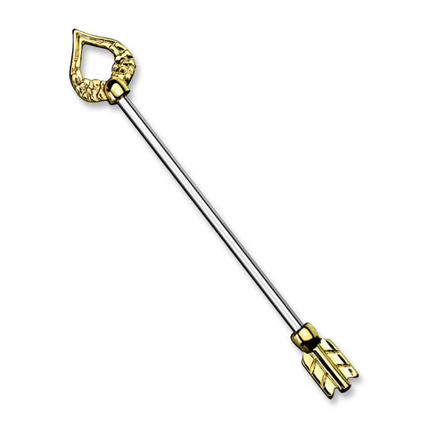 Heart and Feather Arrow 316L surgical Steel Industrial Barbell