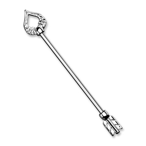 Heart and Feather Arrow 316L surgical Steel Industrial Barbell