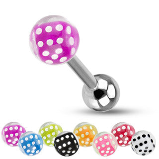 Dice Inside Bubble Ball Assorted Color 316L Surgical Steel Barbell