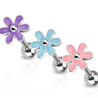 Cute Epoxy Flower Top 316L Surgical Steel Barbell