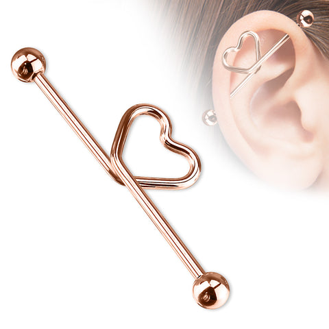 Heart shape in the middle Titanium IP over 316L S.Steel Industrial Barbell