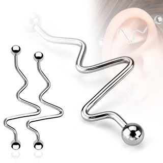 ZigZag Industrial Barbell 316L Surgical Steel