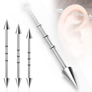 Notched Industrial with Spikes 316L Surgical Steel