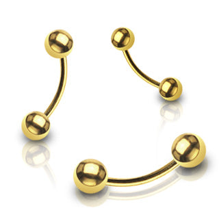 Gold Plated Over 316L Surgical Steel Curved Barbells