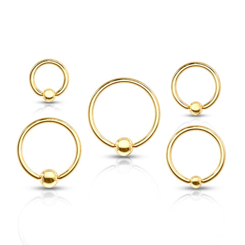 Captive Bead Rings Gold IP Over 316L Surgical Stainless Steel
