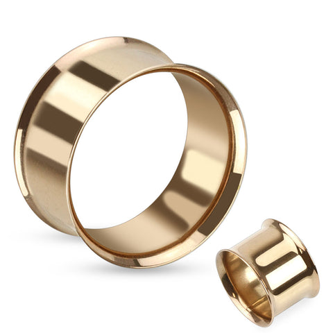 Double Flared Flesh Tunnels Rose Gold IP Over 316L Surgical Steel