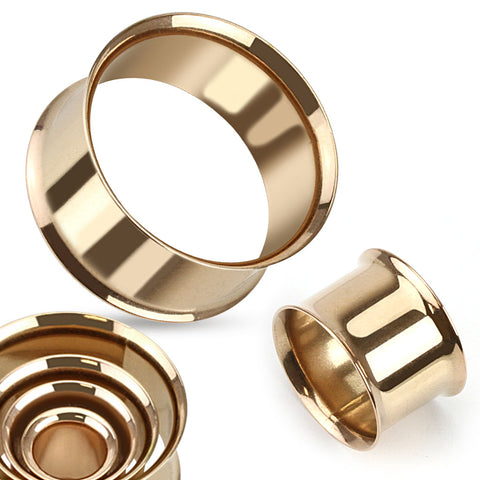 Double Flared Flesh Tunnels Rose Gold IP Over 316L Surgical Steel