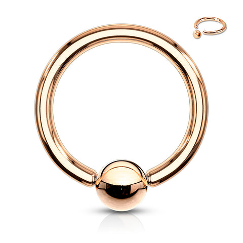 Captive Bead Ring Rose Gold IP Over 316L Surgical Steel