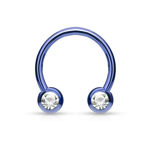 Titanium IP Over 316L Surgical Steel Horseshoe with Front Facing Press Fit Gem Balls