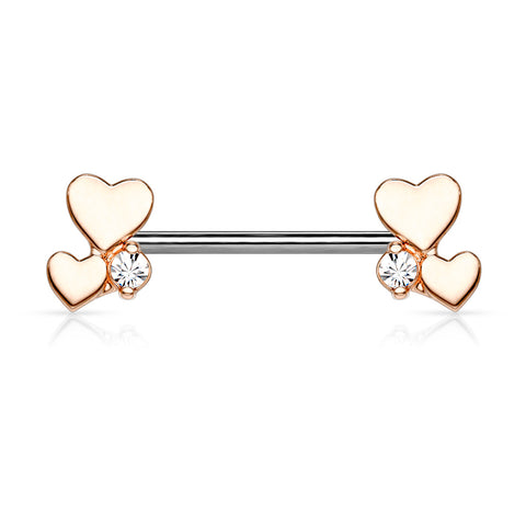 Cluster Hearts 316L Surgical Steel Nipple Barbell