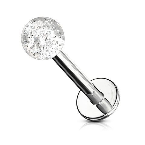 Glitter Acrylic Ball 316L Surgical Steel Labret/Monroe