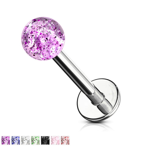 Glitter Acrylic Ball 316L Surgical Steel Labret/Monroe