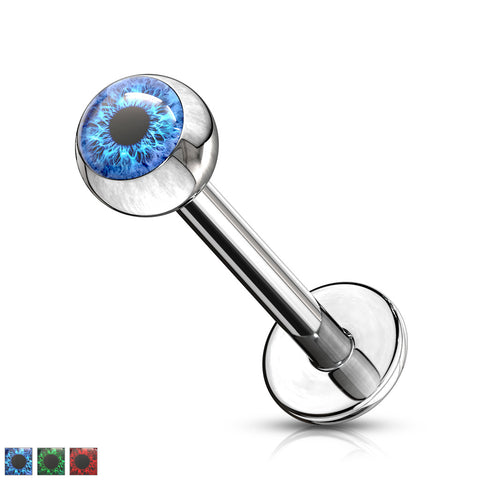 Round Eyeball Inlaid Ball 316L Surgical Steel Labret, Monroe, Cartilage Studs