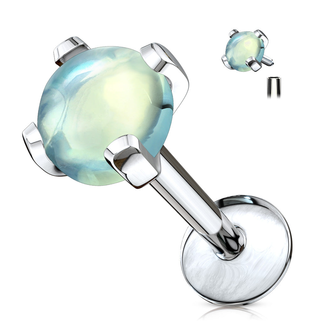 thumbnail image 2 of Press Fit Gem Internally Threaded Labret Stud – 16g (1.2mm) X 6mm – Surgical Steel & Cubic Zirconia 2 of 6
