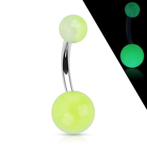 316L Surgical Stainless Steel Navel Ring with 2-tone Glow in the Dark Ball