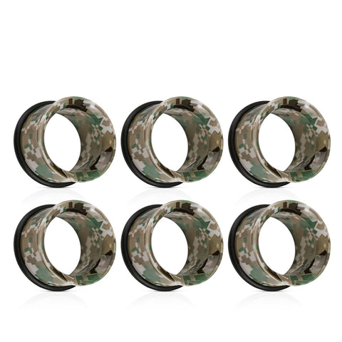 Camouflage Printed Acrylic Single Flared Tunnel with O-Ring
