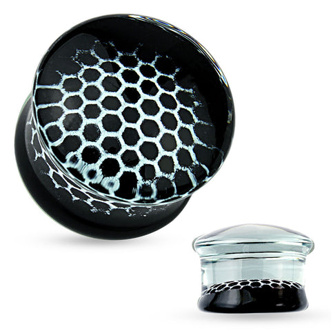 Black Honeycomb Pyrex Glass Double Flared Plugs