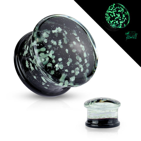 Pyrex Glass Double Flare Plugs with Glow in the Dark Sparkles