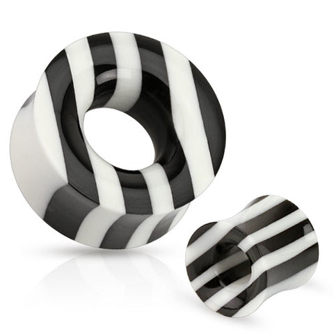Black and White Striped Organic Horn and Bone Saddle Fit Tunnel