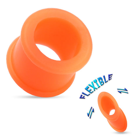 Ultra Soft Silicone Flexible Double Flat Flared Tunnel Plug with Vibrant Colors