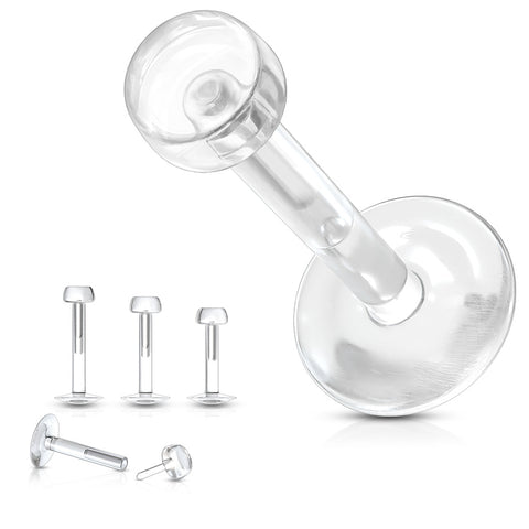 Bio Flex 14 & 16 Gauge Clear Retainer with 3mm Removable Push-In Top