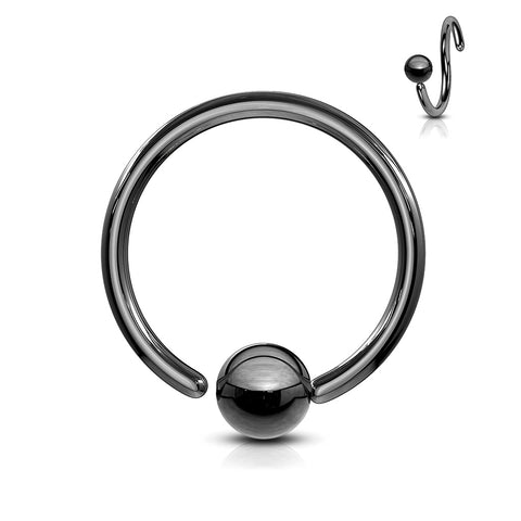 One Side Fixed Ball Ring IP Over 316L Surgical Steel For Ear Cartilage, Nose and More