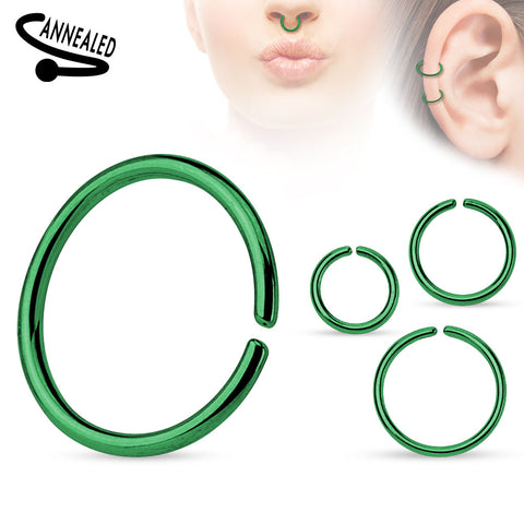 Titanium Anodized over 316L Surgical Steel Annealed and Rounded Ends Cut Rings