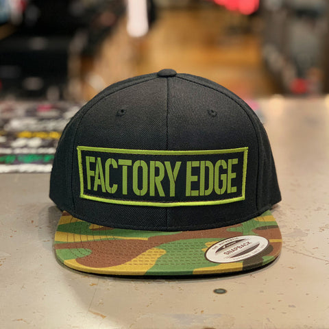 Factory Edge Mens M65 110 Snapback Hat Black/Camo O/S